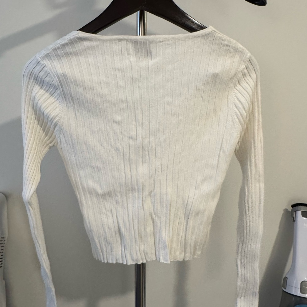 Princess Polly Cream Ribbed Cardigan - Picture 3 of 4